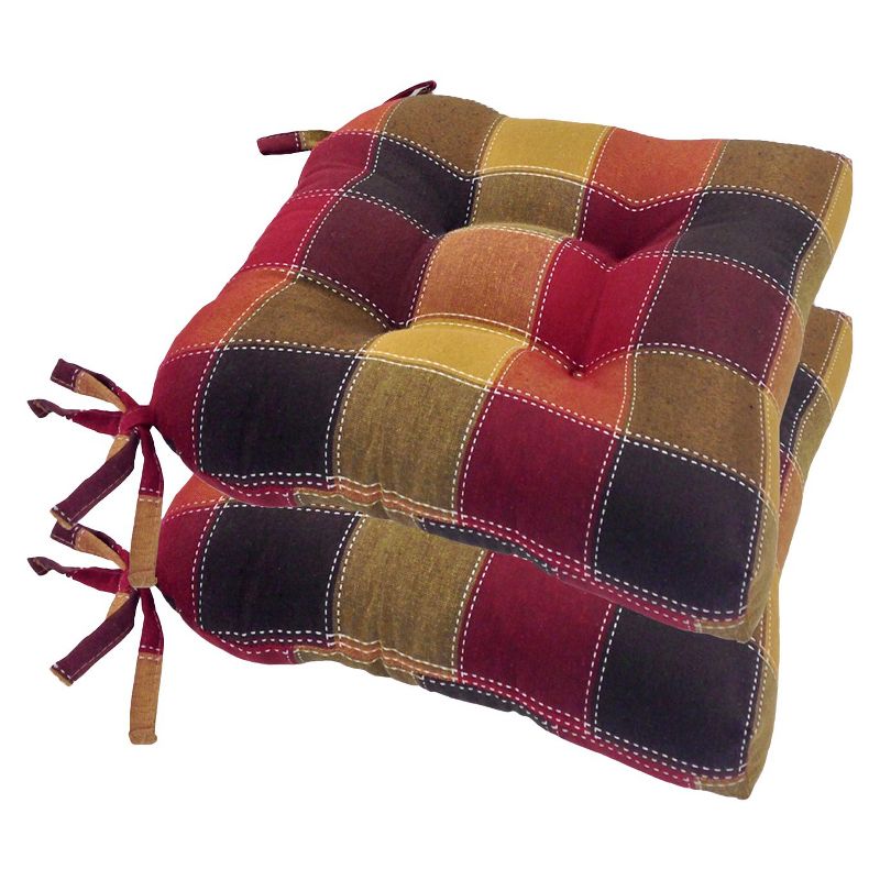 Allspice Harris Plaid Woven Plaid Chair Pads with Tiebacks (Set Of 4) - Essentials, 1 of 4