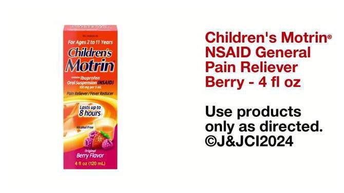 Motrin Kids&#39; NSAID General Pain Reliever - Berry - 4 fl oz, 2 of 8, play video