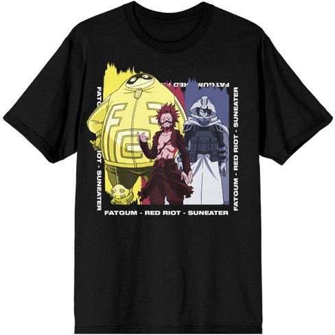 My Hero Academia Fatgum Red Riot & Suneater Men's Black T-shirt-3XL