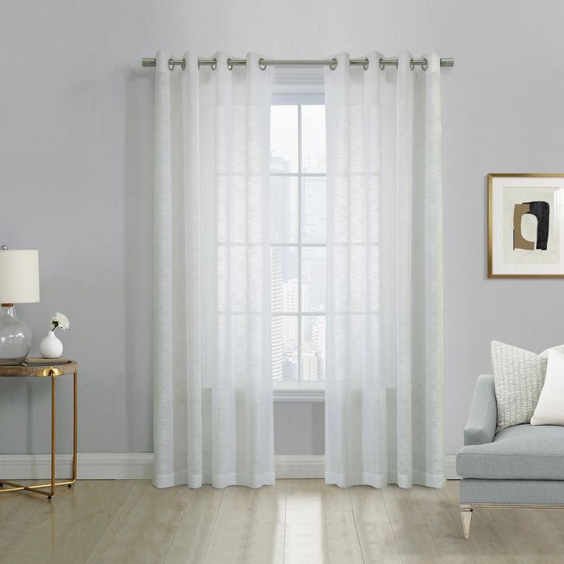 Habitat Boucle Sheer Premium Stylish and Functional Grommet Curtain Panel White, 3 of 7