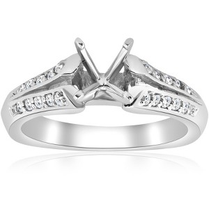 Pompeii3 Pave Diamond Semi Mount Split Shank Engagement Ring 14K White Gold - 1 of 4