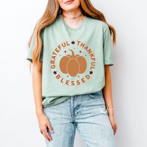 Simply Sage Market Grateful Thankful Blessed Circle Short Sleeve Tee - 1 of 4