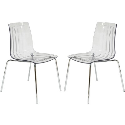 LeisureMod Ralph Modern Acrylic Dining Side Chair with Chrome Legs