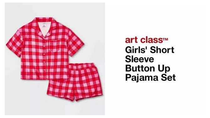 Girls' Short Sleeve Button Up Pajama Set - art class™, 2 of 6, play video