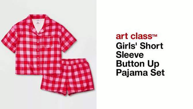 Girls' Short Sleeve Button Up Pajama Set - art class™, 2 of 5, play video