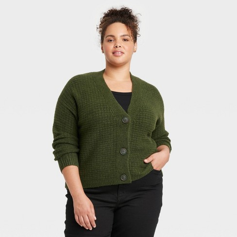 Women's Slouchy Button-front Cardigan - Wild Fable™ Black Xxl : Target