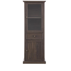 Gulches Tall Storage Cabinet with Glass Doors, Drawer & Shelves, Freestanding Sideboard Cabinet for Living Room Kitchen Office (Brown) - 1 of 4