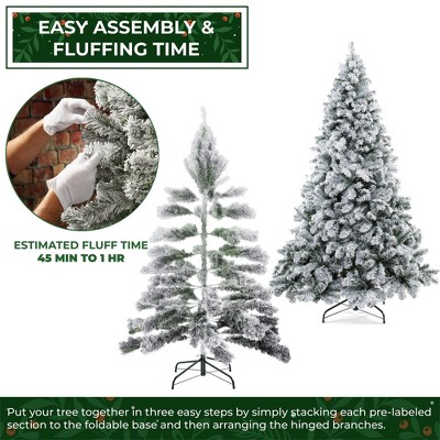6ft Snow-Flocked Pine Artificial Christmas Tree with Metal Stand