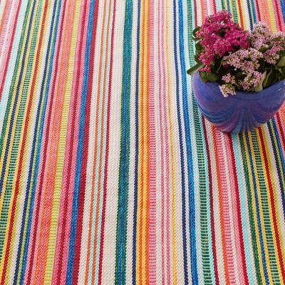 Bright Multicolor Stripe Handwoven Indoor/Outdoor Rug