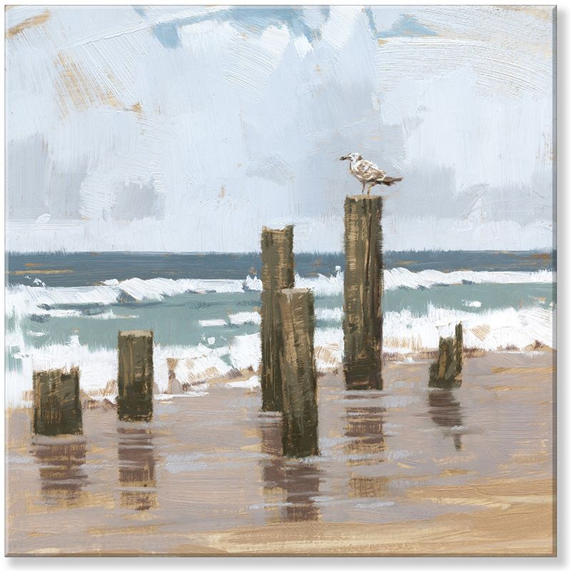 Sullivans Darren Gygi Seagull On Pier Posts Giclee Wall Art, Gallery Wrapped, Handcrafted in USA, Wall Art, Wall Decor, Home Décor, Handed Painted, 1 of 4