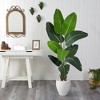 Nearly Natural 5.5-ft Travelers Palm Artificial Tree in White Planter - 3 of 4