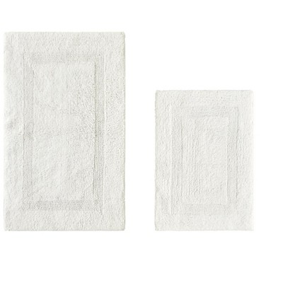 Lux Premium 100% Cotton Tufted Solid Reversible 2 PC Bath Rug Set – Ultra-Soft, Water-Absorbent, Durable, Machine Washable Bathroom Rug