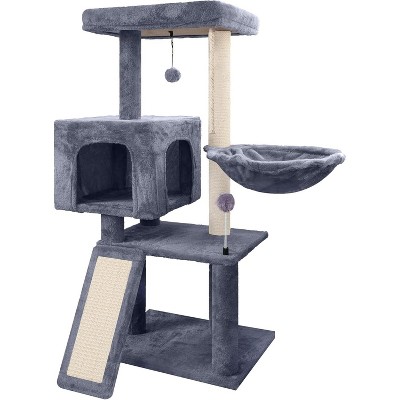 Cat Tree with Cat Condo and Hammock, Cat Tree with Scratching Posts and Scratching Pads, Cat Tower