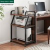 Garvee 3 Tier Printer Stands, 2 Movable + 2 Lockable, Rolling Printer Stand, with Backstop, Rolling Printer Cart for Home Office, Walnut - 2 of 4