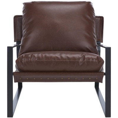 Popham Pillow Top Accent Chair - ACH4520A - Dark Brown/Black - Safavieh