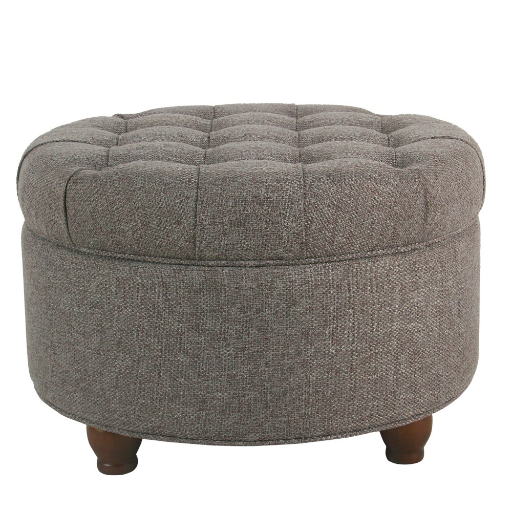 Photos - Pouffe / Bench Large Tufted Round Storage Ottoman Dark Gray - HomePop