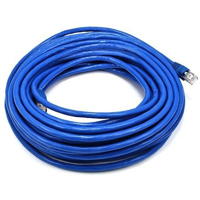 Monoprice Cat6A Ethernet Patch Cable - 50 Feet - Blue | Snagless RJ45, Stranded, 550Mhz, STP, Pure Bare Copper Wire, 10G,26AWG