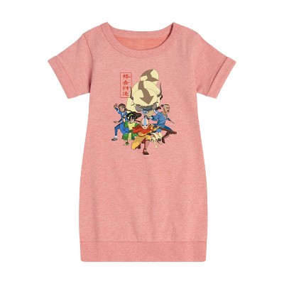 - Avatar: The Last Airbender - Aang Group Graphic Short Sleeve Fleece Dress
