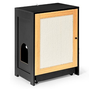 Gulches Seamlessly Blend Function and Style: Black Cat Litter Box Enclosure as a Kitty End Table - 1 of 4