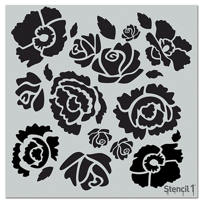 Stencil1 Bouquet Repeating - Wall Stencil 11" x 11"