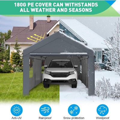 Carport, Car Canopy, Portable Garage, Easy to Assemble, Carport Canopy 10x20FT/12x20FT Heavy Duty for Car, Bike, Boat, Party