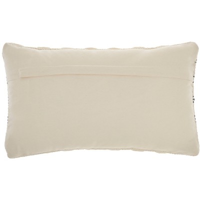 Navy and Ivory Embroidered Rectangular Throw Pillow 12" x 20"