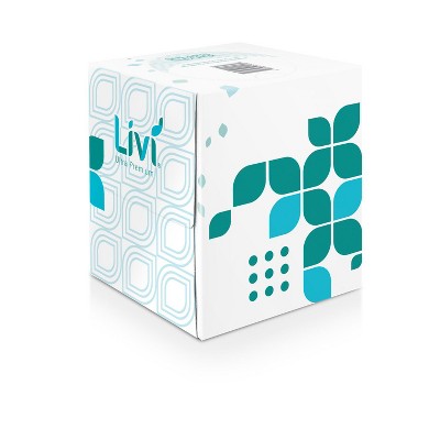 Livi Ultra Premium Facial Tissue, 2-Ply, White, Cube Box, 80 Sheets 24 Boxes