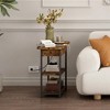 Rustic Brown End Table Set with Built-In Charging Station, Sofa/Couch Table with USB Ports and Outlets, Flip Top Nightstand - 4 of 4