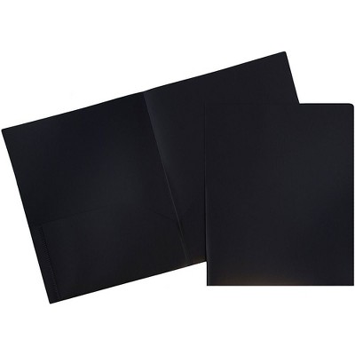 JAM Paper Plastic Two-Pocket School POP Folders Black Bulk 96/Pack (382EBLB)