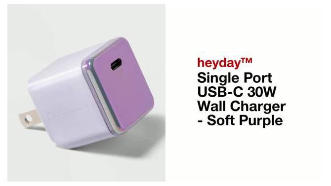 Single Port USB-C 30W Wall Charger - heyday&#8482; Soft Purple, 2 of 5, play video