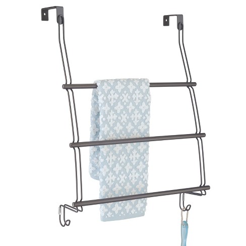 mDesign Wall Mount Towel Storage Rack for Bathroom - Hanging Organizer