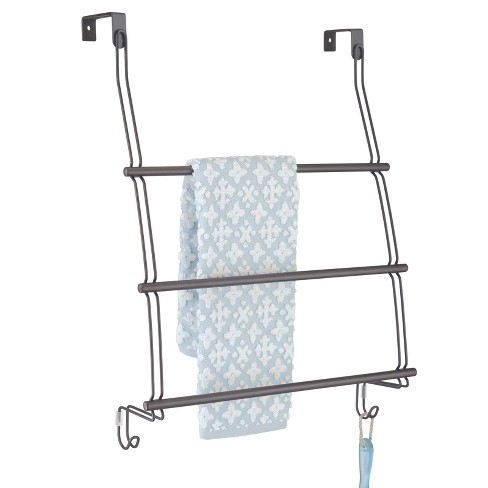 3 Tier Chrome Over Door Towel Rail Rack Hanger Holder Bathroom