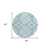 Teal Blue Aqua And Ivory Geometric Washable Indoor Outdoor Area Rug - 3 of 4