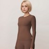 Anna-Kaci Active Women's Active Top with Crew Neckline Seamless Fitted Silhouette and Thumbhole Cuffs - 3 of 4
