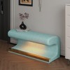Okak Modern Leather Upholstered Ottoman Bench with Motion-Sensing LED Soft Footrest Stool for Living Room Entrance End of Bed, Green - 2 of 4