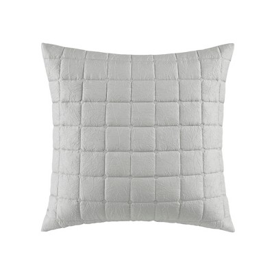 N Natori Super Soft Crushed Microfiber Quilted Euro Sham with Hidden Zipper Closure Grey