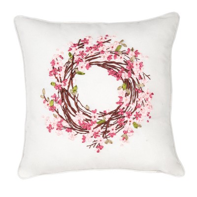 C&F Home 16" x 16" Blossom Wreath Ribbon Art Throw Pillow