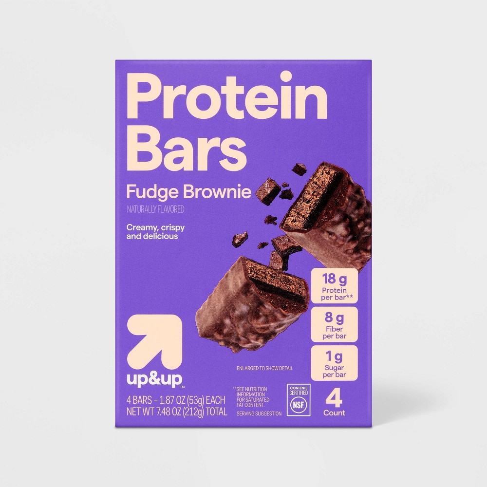 Protein Bars - Fudge Brownie Milk Chocolate - 4ct - up&up™: 18g Protein, Chewy, Ready to Eat, 0.72oz Total