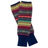 Wrapables Women's Bohemian Winter Warm Long Leg Warmers, Knee High Boot Socks, Navy - 2 of 4