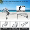 Gymax Outdoor Beach Lounge Chair Folding Patio Lounge Chaise w/ Pillow 4-Level Backrest & Adjustable Peda Backyard Gardens & Rooms Black/Navy/Gray - 4 of 4