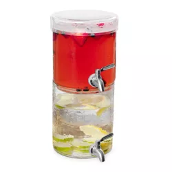 BirdRock Home 2 Gallon Stacking Beverage Dispenser with Lid - Hammered Glass