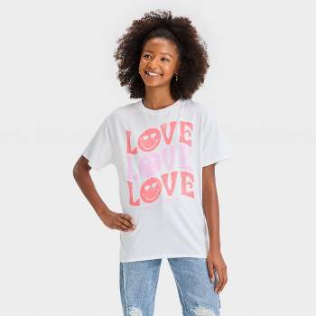 Girls\' Long Sleeve Lettuce Edge Art T-shirt M Target - White : Class™