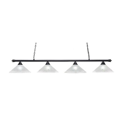 Toltec Lighting Oxford 4 - Light Island Pendant Light in  Matte Black with 16" Frosted Crystal Shade