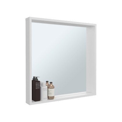 GlasFlength Decorative Wall Mirrors Medicine Cabinet Accent Mirror Wall Mounted Mirror Storage Cabinet for Bathroom Wall, White, 23.6"*2.8"*23.6"