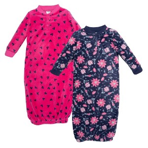 Hudson Baby Infant Girls Fleece Gowns, Botanical - 1 of 4