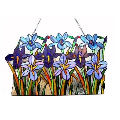 Chloe Lighting Ariana Tiffany-Glass Iris Window Pane 24" Wide