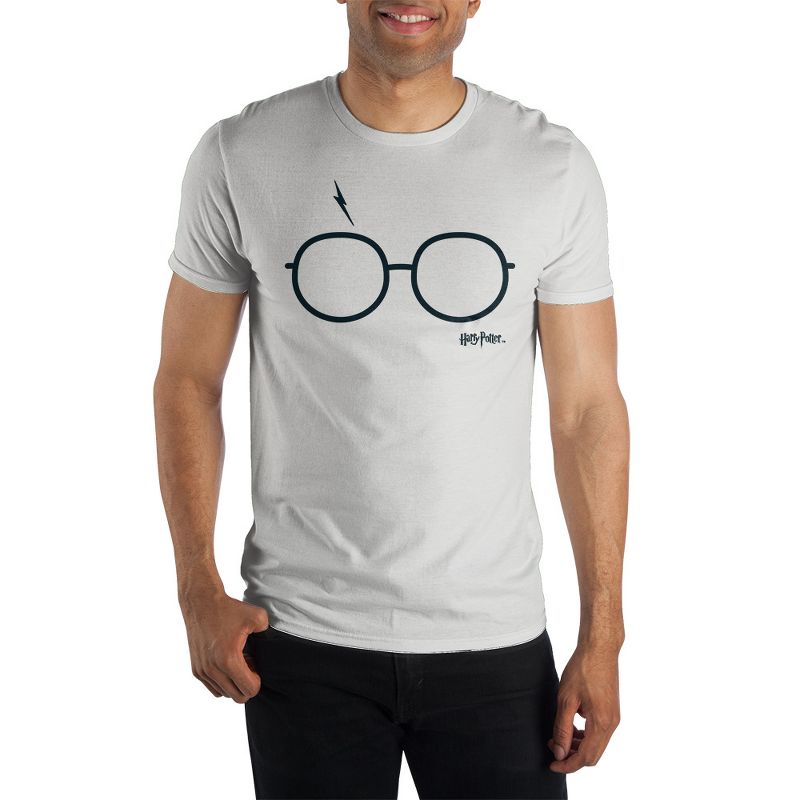 Harry Potter Glasses & Scar Mens White Short Sleeve Shirt, 1 of 2
