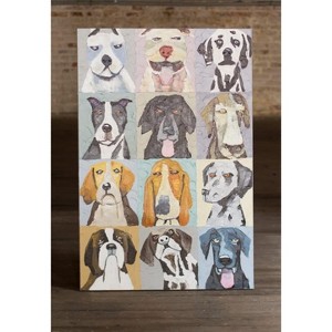 Colorful 12 Emotional Dogs Acrylic Canvas Painting, Contemporary Wall Art by Kalalou - 1 of 3