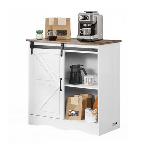 VEVOR Coffee Bar Cabinet, 31.5 x 13.8 x 31.5 in Farmhouse Coffee Bar Cabinet with 3-Tier Storage, Coffee Bar Table with Barn Door, White - 1 of 4