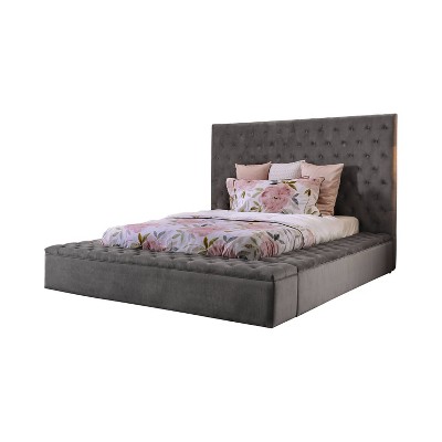 Queen Cossette Tufted Platform Bed Gray - HOMES: Inside + Out